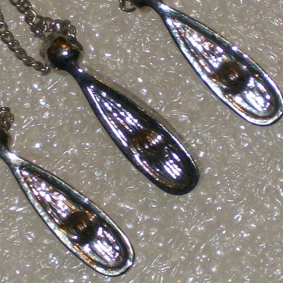 Triple Chain w/ Triple 4 Crystal Pendants Necklace - Picture 10 of 10